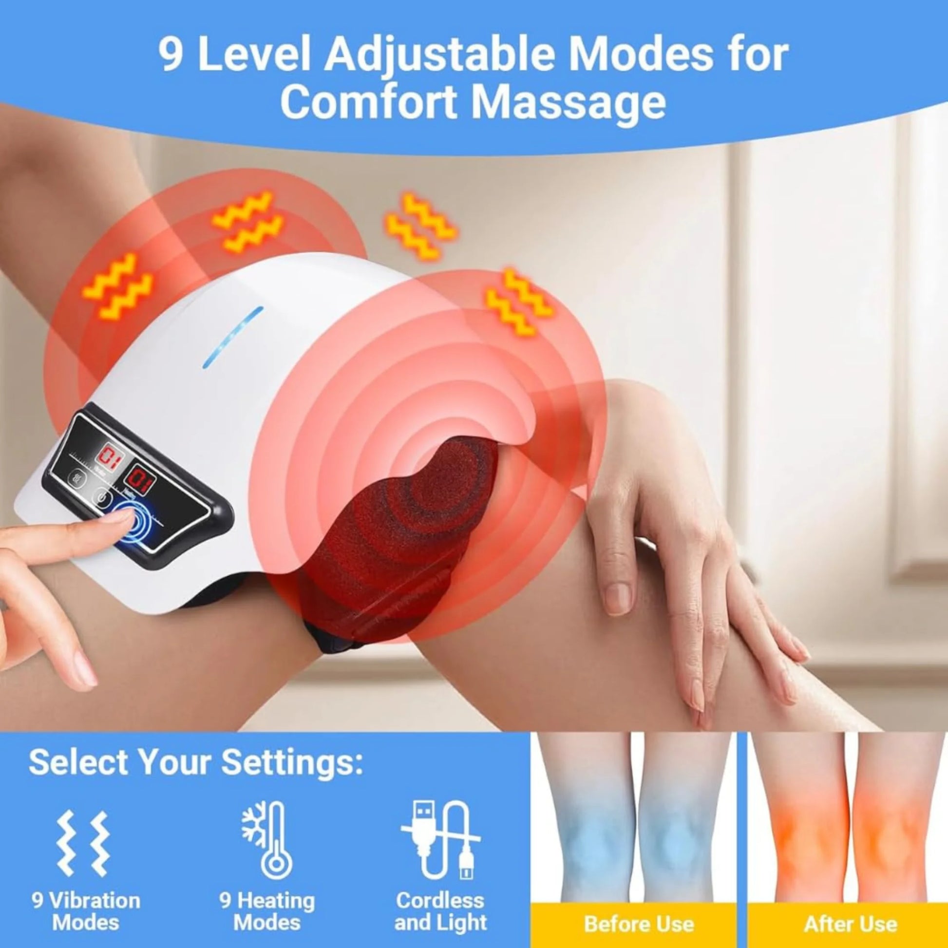 Cordless Knee Massager with 9-Level Heat 4