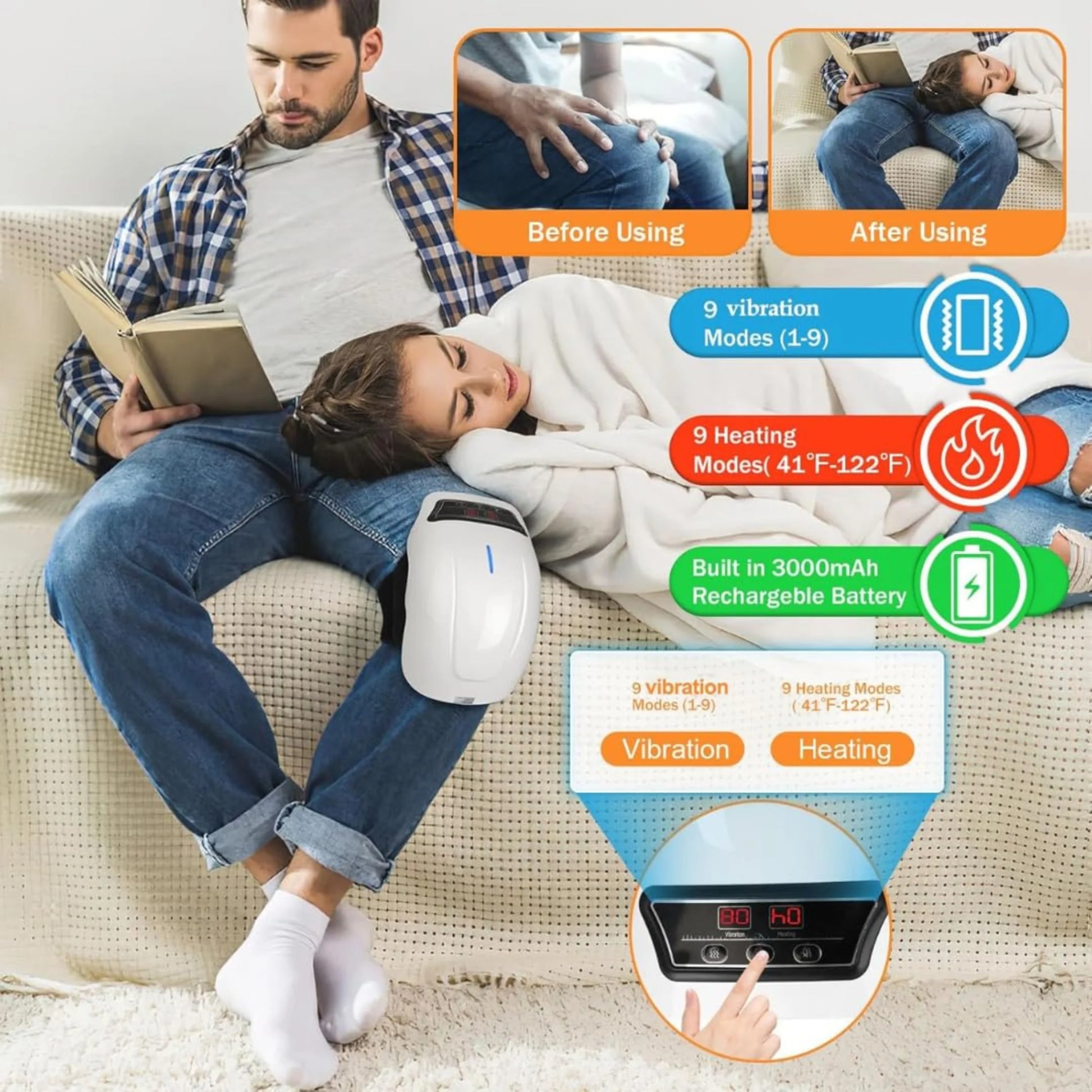 Cordless Knee Massager with 9-Level Heat 7