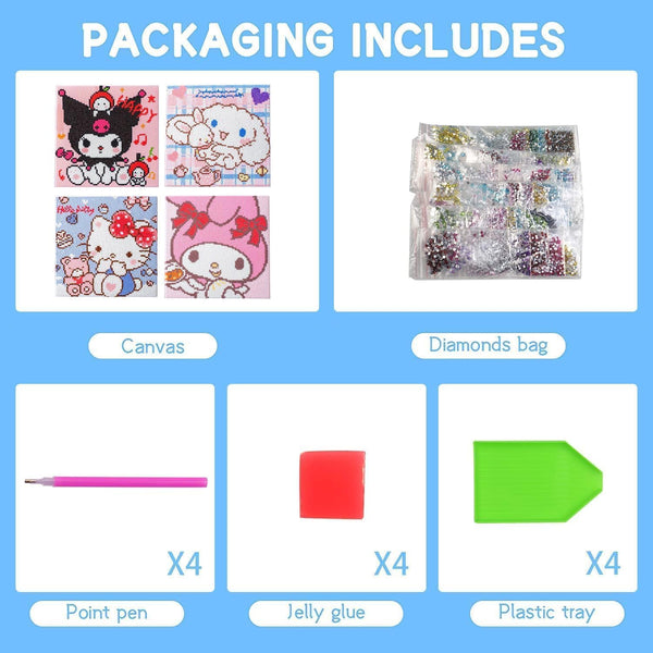 5D Cute Diamond Painting Kits for Kids 4 PCS 