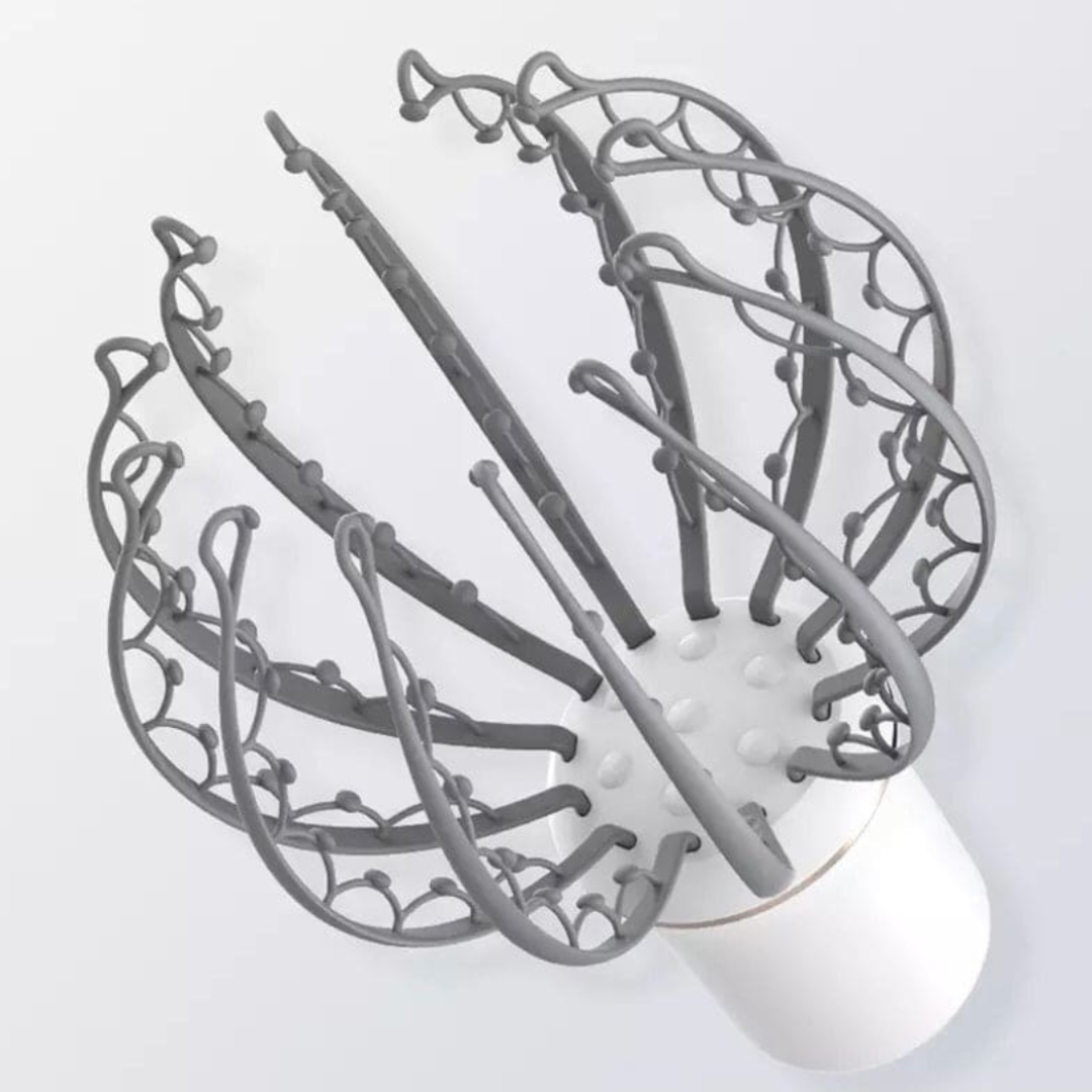 Gray whisk attachment on a white background