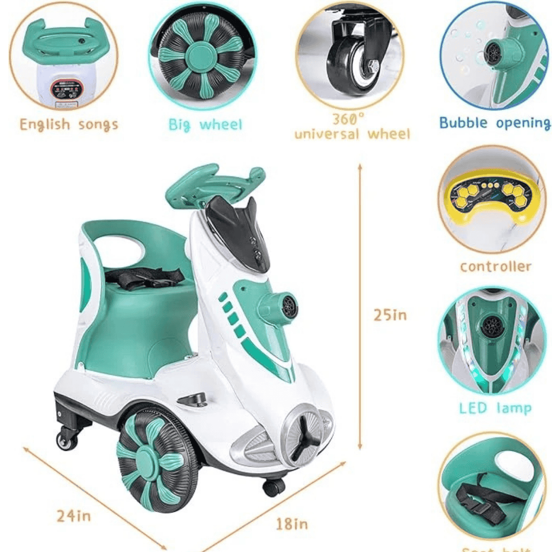Didida 6V Electric Kids Ride-On Car – Dual Drive Push & Ride Bubble Car with Music, LED Lights & Bubble Machine | Ages 3–5 Years, Max Weight 50 lbs.