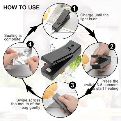 Dual-Function USB Rechargeable Mini Heat Sealer 1