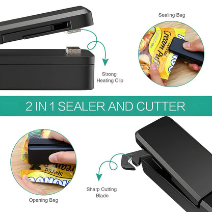 Dual-Function USB Rechargeable Mini Heat Sealer 2