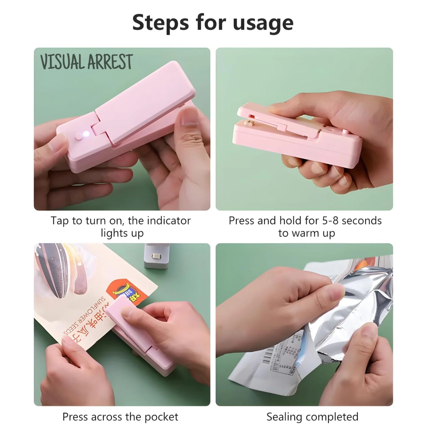 Dual-Function USB Rechargeable Mini Heat Sealer 3