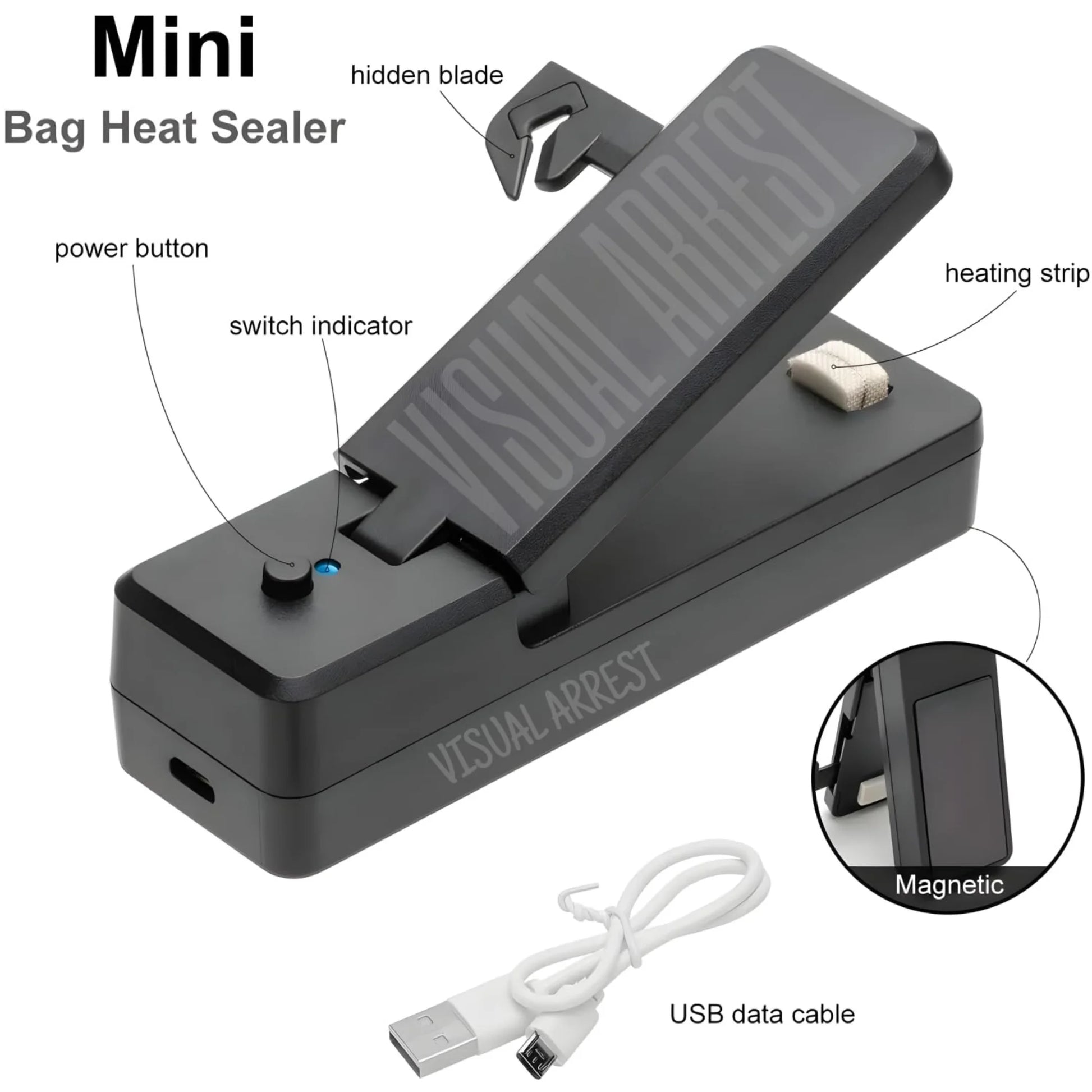 Dual-Function USB Rechargeable Mini Heat Sealer 4
