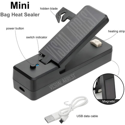 Dual-Function USB Rechargeable Mini Heat Sealer 4