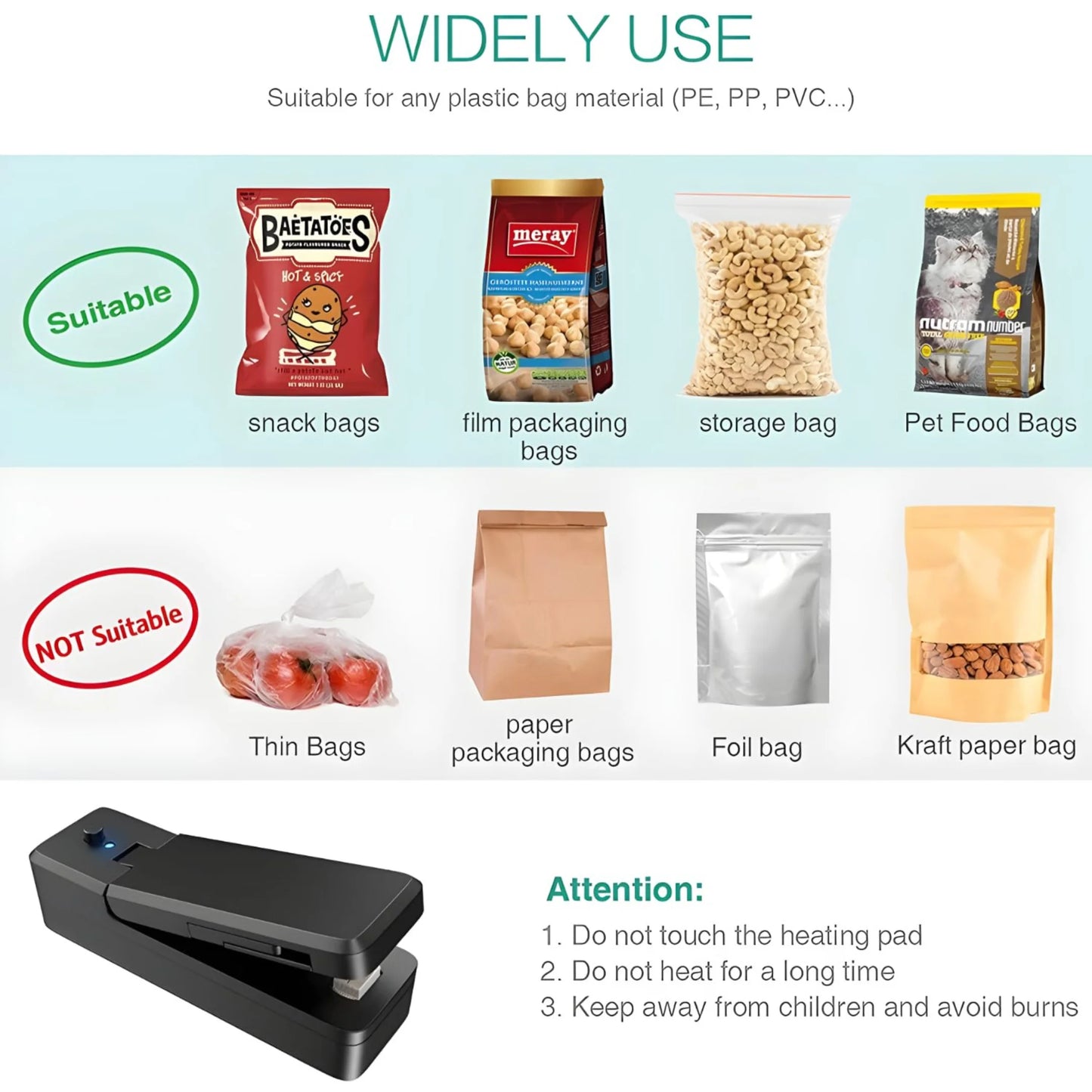 Dual-Function USB Rechargeable Mini Heat Sealer 5