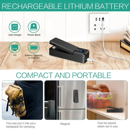 Dual-Function USB Rechargeable Mini Heat Sealer 6