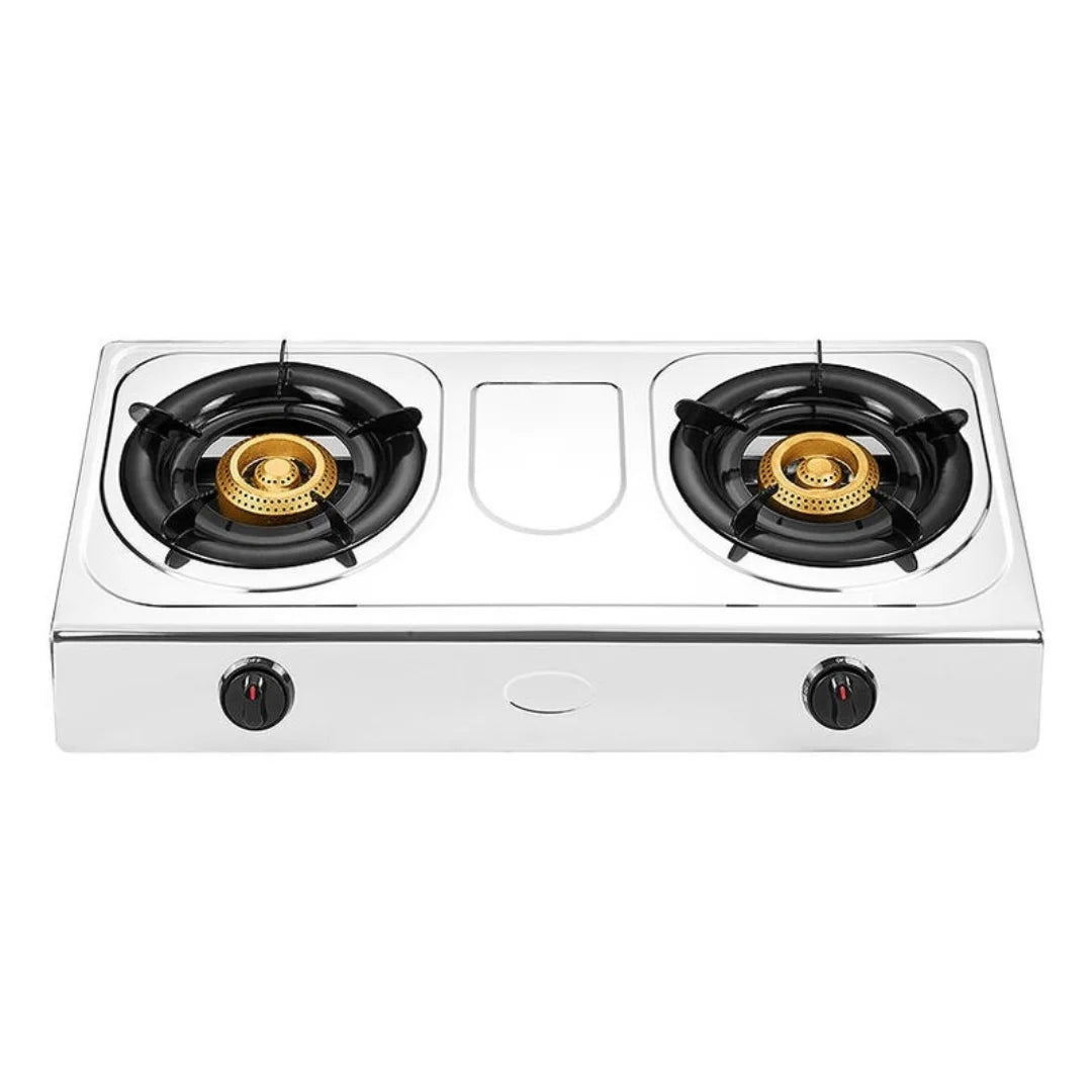 Dual Burner Stainless Steel Gas Stove with Auto-Ignition
