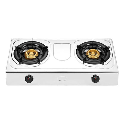Dual Burner Stainless Steel Gas Stove with Auto-Ignition