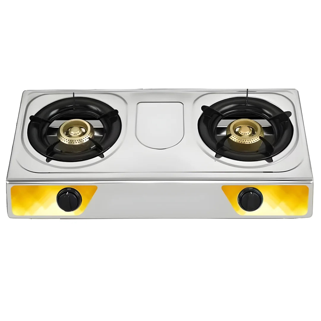 Dual Burner Stainless Steel Gas Stove with Auto-Ignition 2
