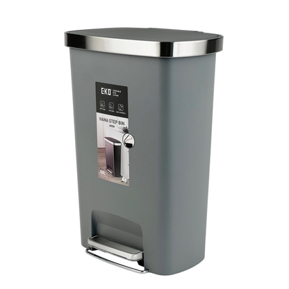 EKO Hana Slim Step Plastic Bin 50L – Space-Saving Soft-Close Pedal Dustbin
