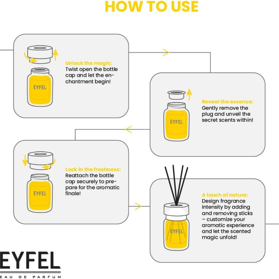 EYFEL Lavender Reed Diffuser Set 120ml Home Scenting System....