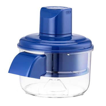Blue and clear kitchen chopper on a white background