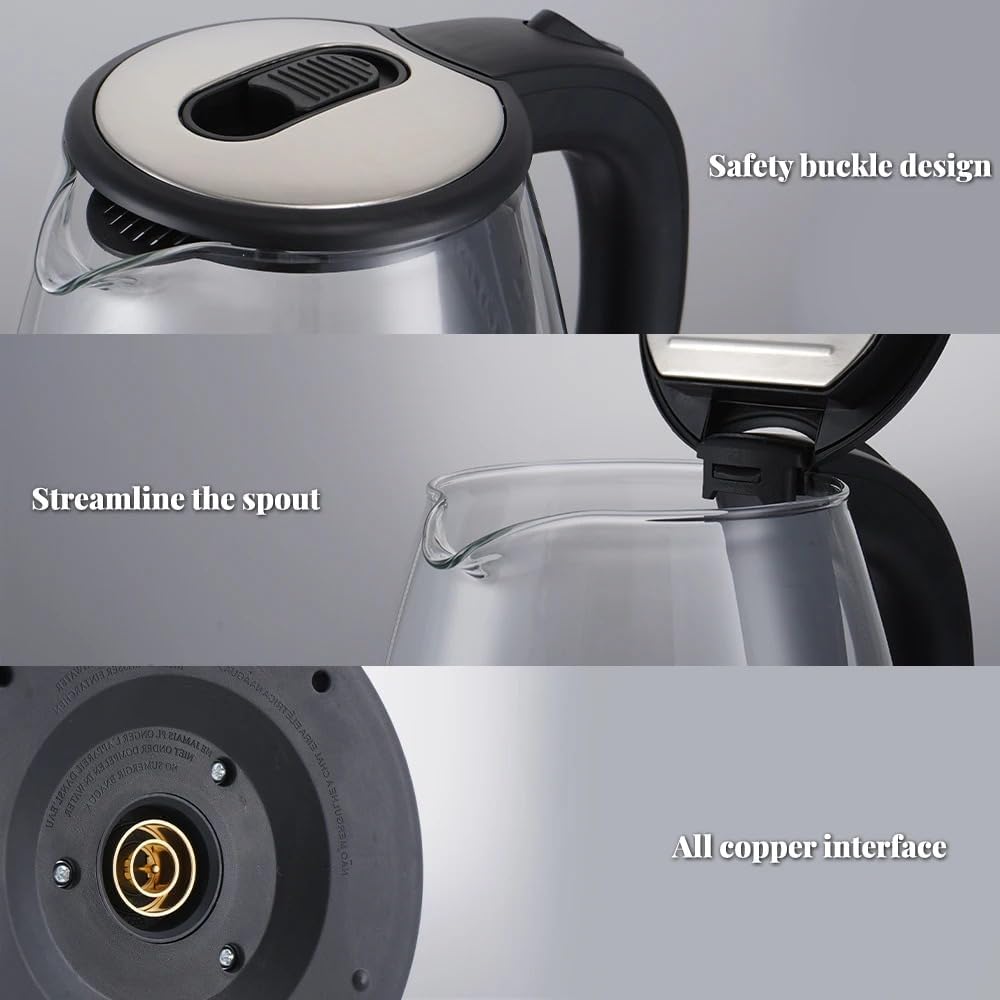 1500W Electric Kettle 1.8L Glass | Auto Shut Off & Overheat Protection