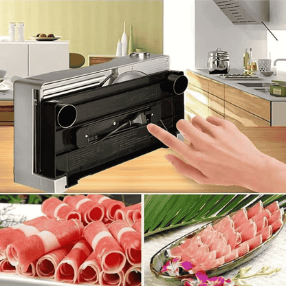 Electric Meat & Bread Slicer – 0–15mm Adjustable Thickness Cutter with Ø170mm Stainless Steel Blade | 100W Food Slicer for Meat, Cheese, Bread, and Cold Cuts.