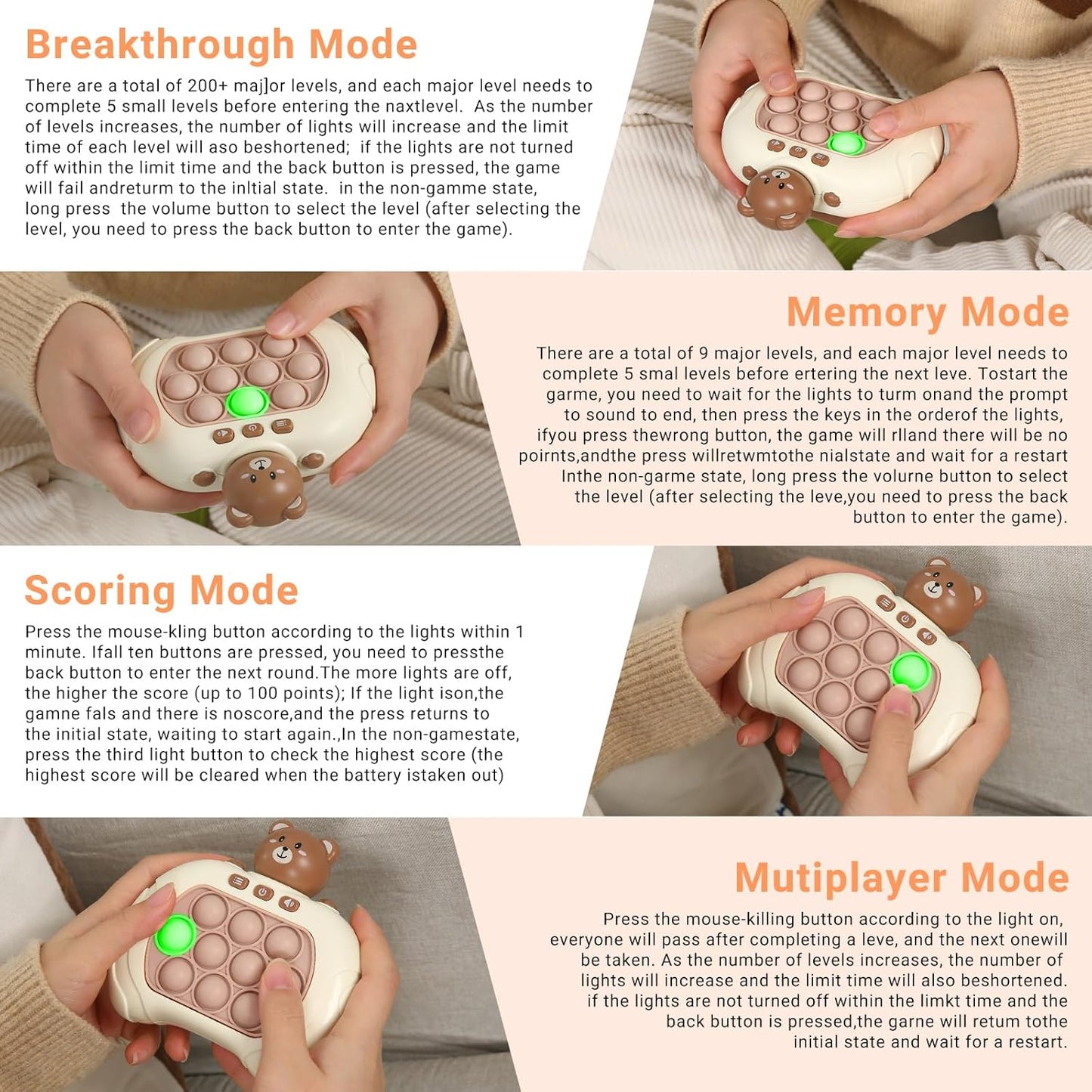 Fast Push Bubble Game, Pop Quick Push Pop Light Up Game2