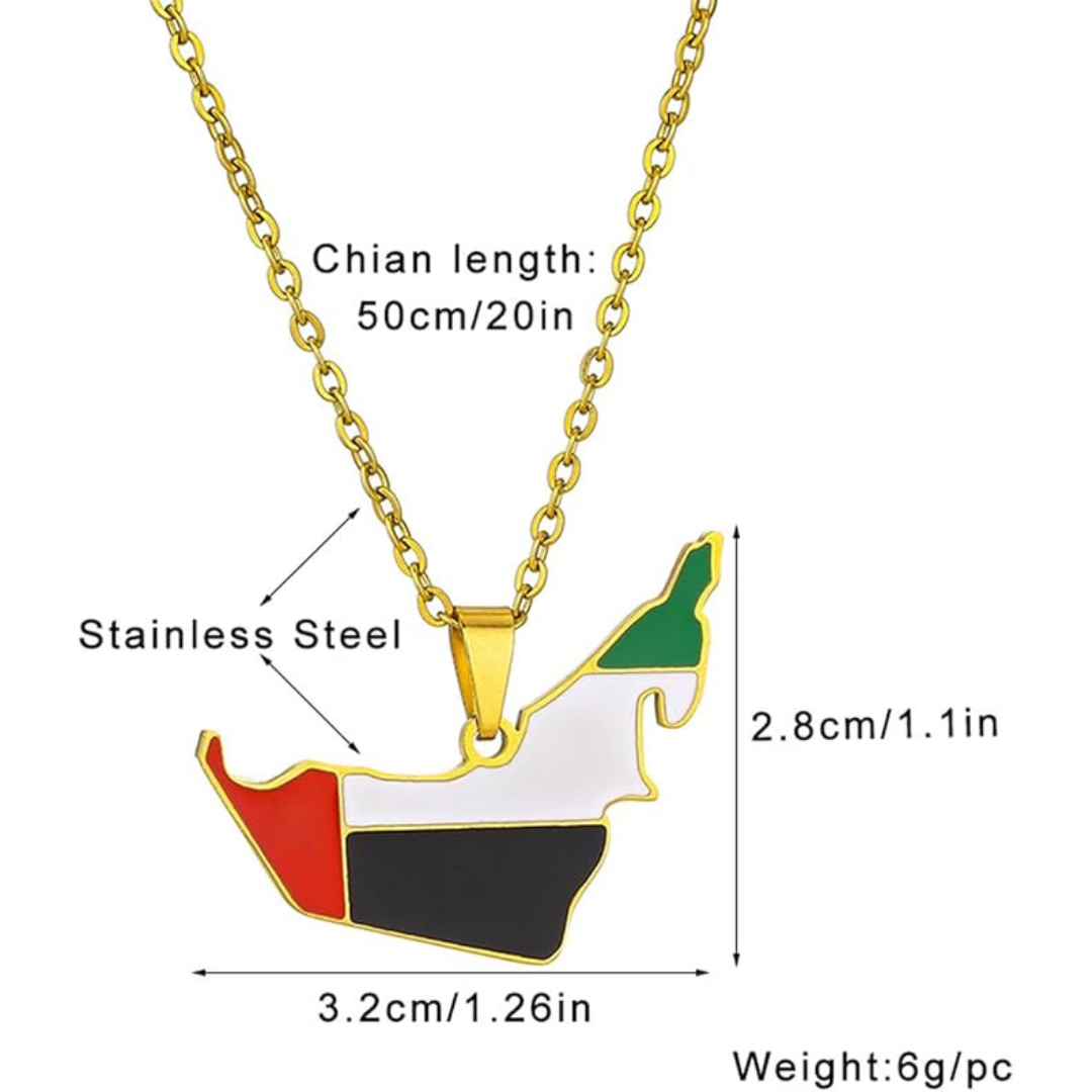 Flag Day Pendant Necklace, Unisex UAE Map Flag Jewelry, Patriotic Stainless Steel Titanium Necklace, Gift for Men Women, Celebrations Daily Wear...