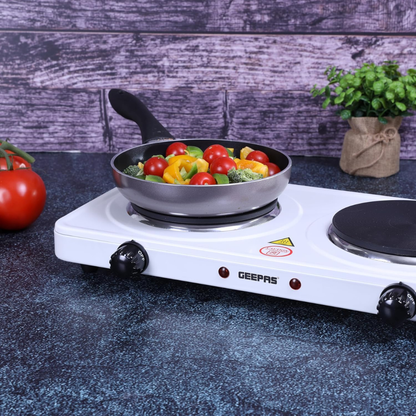 Geepas 2000W Dual Hot Plate Portable Electric Hob with Overheat Protection....