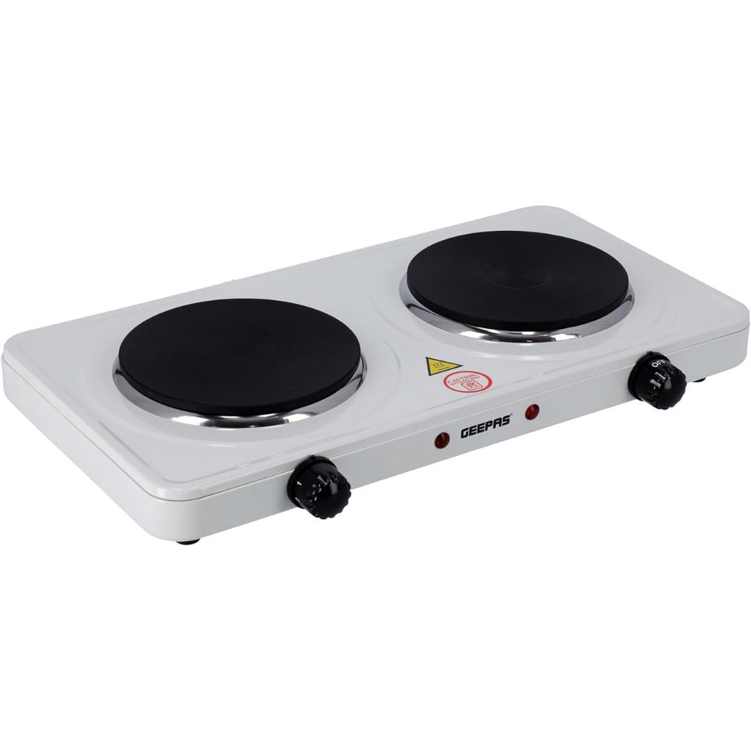 Geepas 2000W Dual Hot Plate Portable Electric Hob with Overheat Protection