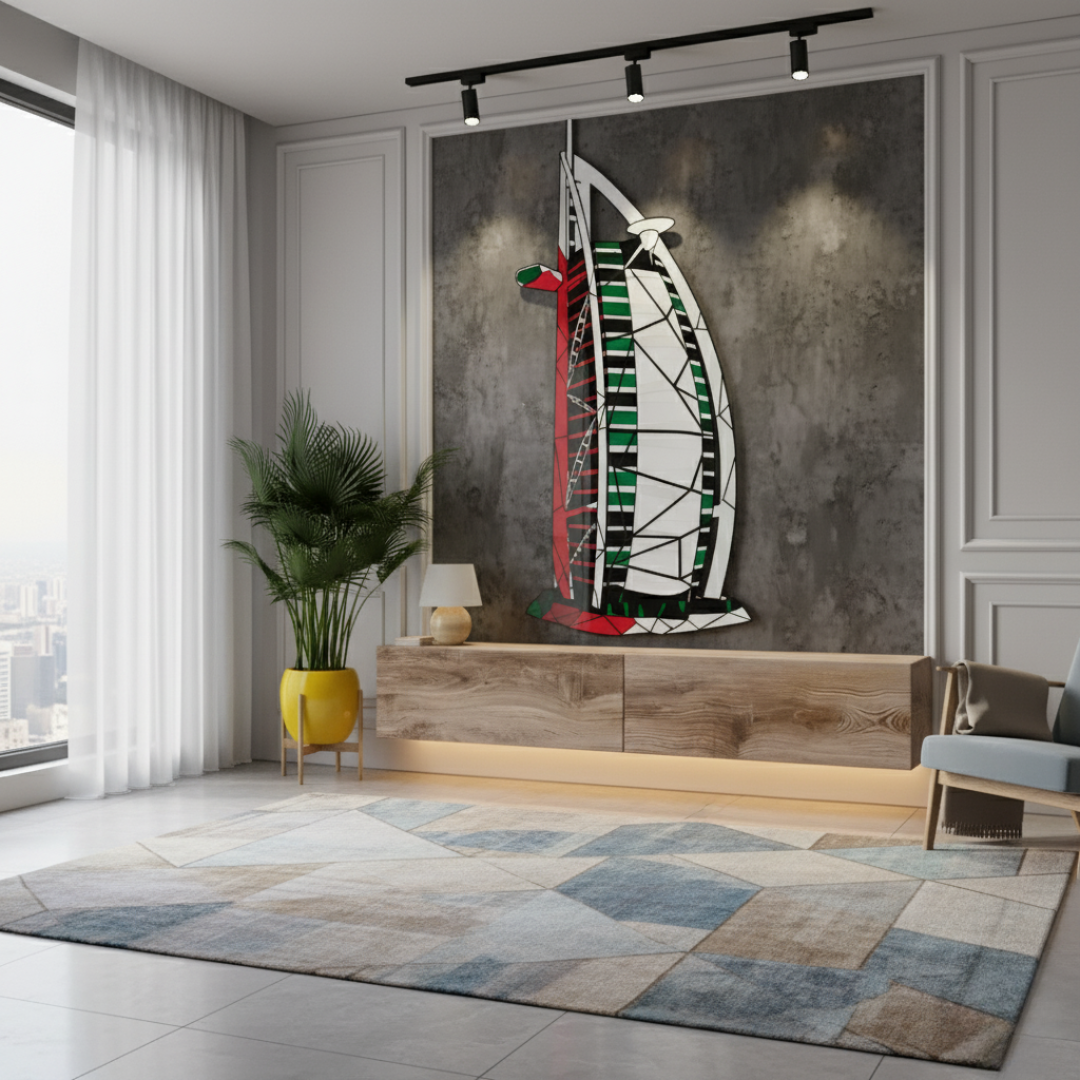 Geometric Burj Al Arab Flag Acrylic Wall Art | UAE National Day...