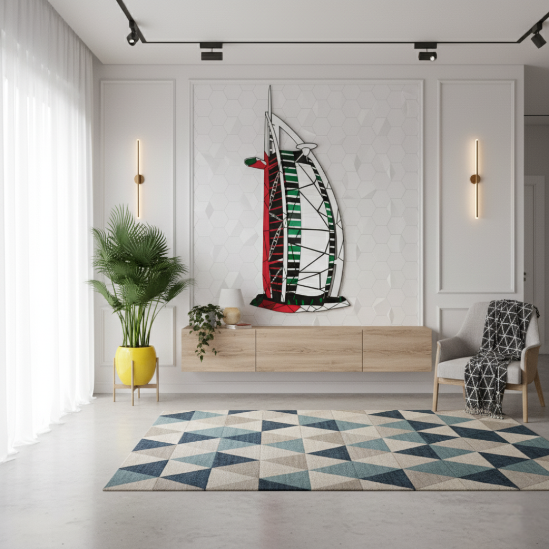 Geometric Burj Al Arab Flag Acrylic Wall Art | UAE National Day..