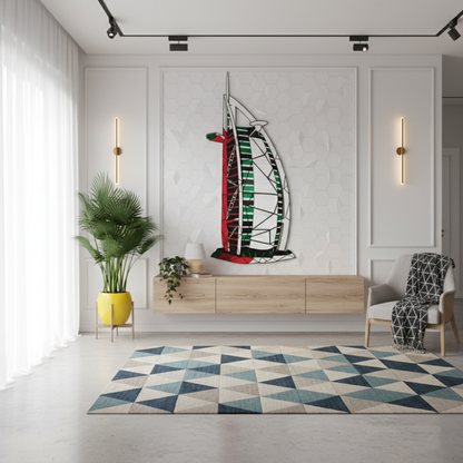 Geometric Burj Al Arab Flag Acrylic Wall Art | UAE National Day..