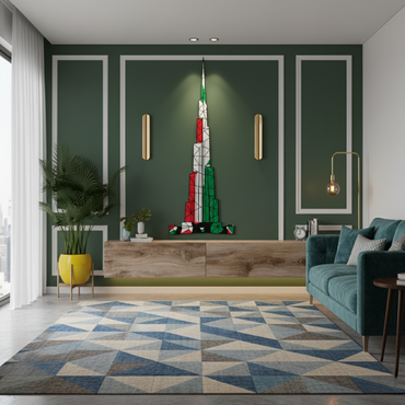 Geometric Burj Khalifa Flag Acrylic Wall Art | National Day Decor.