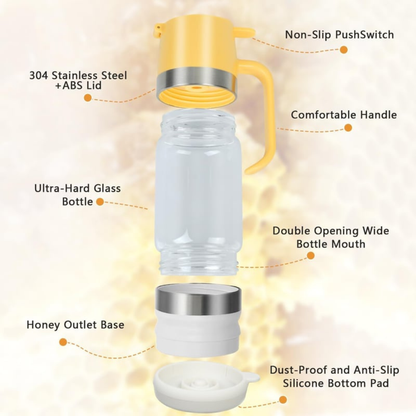 Glass Honey Dispenser with Storage Base No-Drip Kitchen Accessory.....