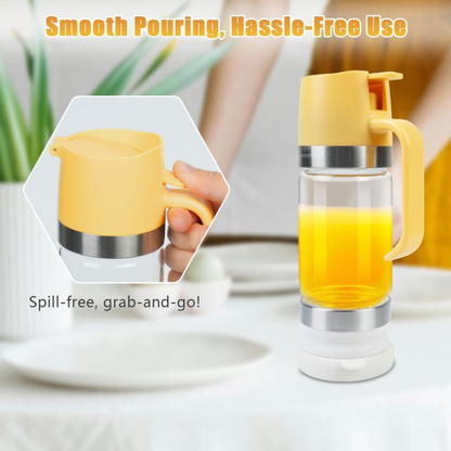 Glass Honey Dispenser with Storage Base No-Drip Kitchen Accessory..