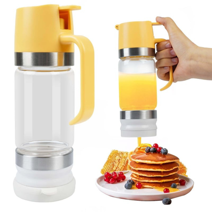 Glass Honey Dispenser with Storage Base No-Drip Kitchen Accessory
