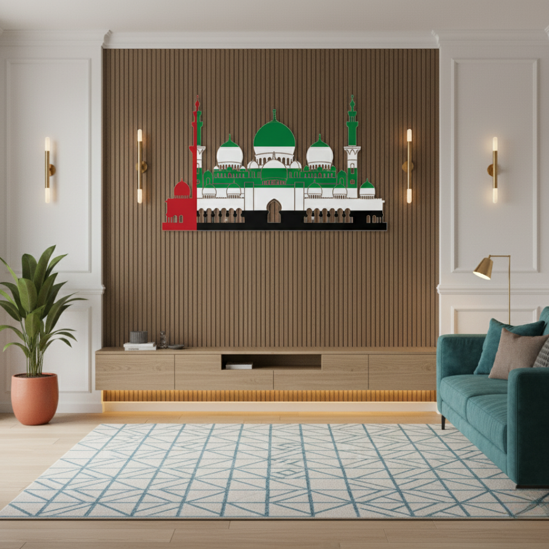 Grand UAE Mosque Silhouette Acrylic Wall Art | National Day Decor...
