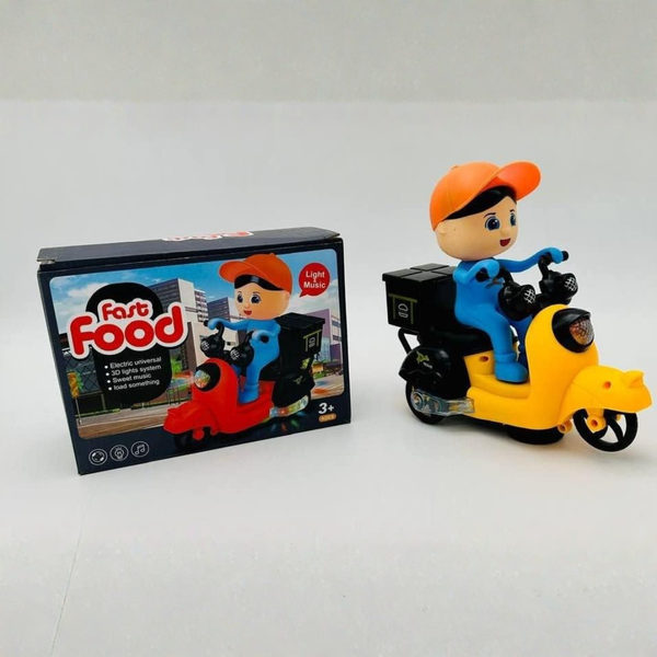HX165 Fast Food Motorcycle Toy | 1:8 Scale | Lights & Music | Fun Vehicle Toy for Kids