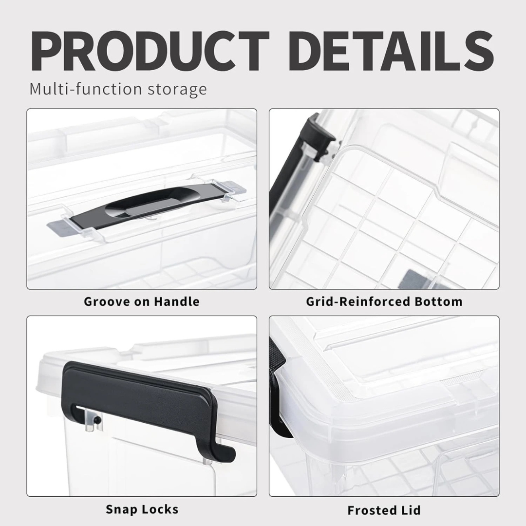 Heavy-Duty 14L Stackable Storage Organizer with Secure Lid......