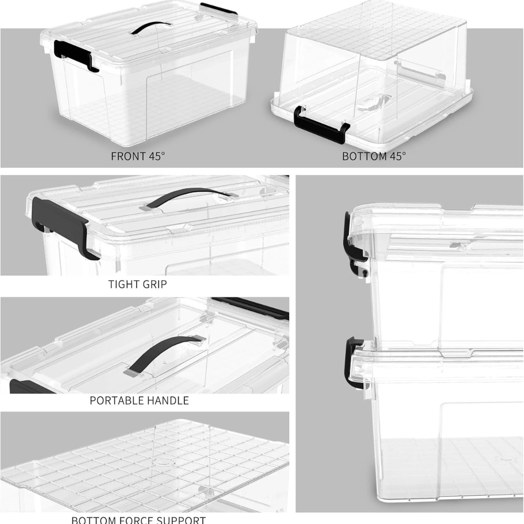 Heavy-Duty 14L Stackable Storage Organizer with Secure Lid....