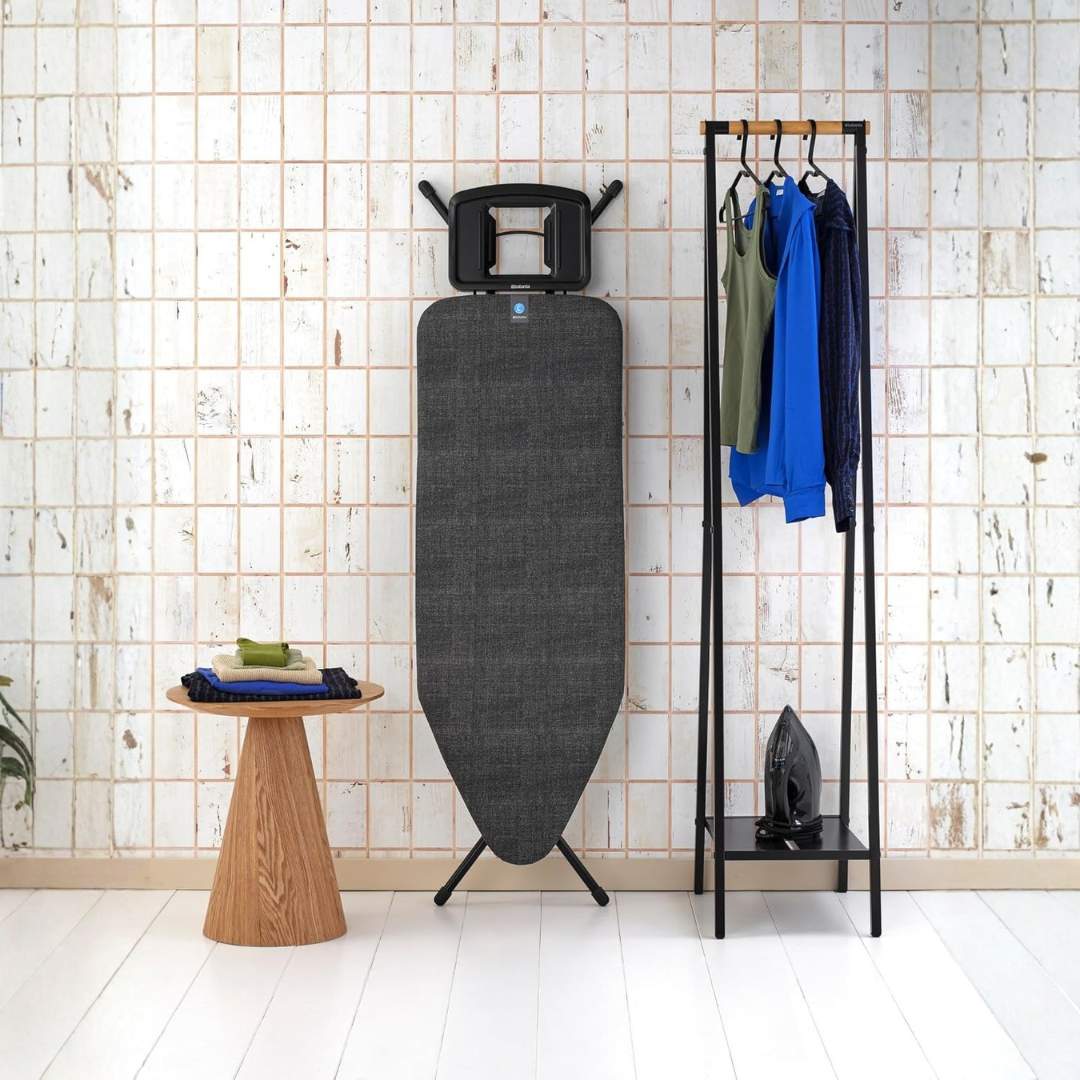 Heavy-Duty Height-Adjustable Ironing Board with Heat-Resistant Cover..