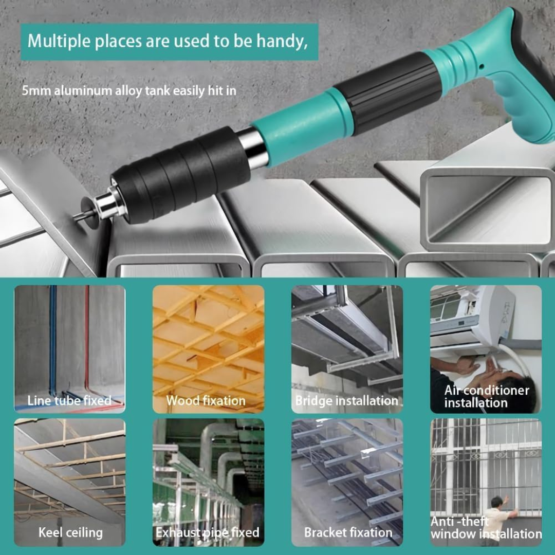 Heavy-Duty Manual Steel Nail Gun with 5-Speed Adjustable Power and 12-Piece Nail Kit...