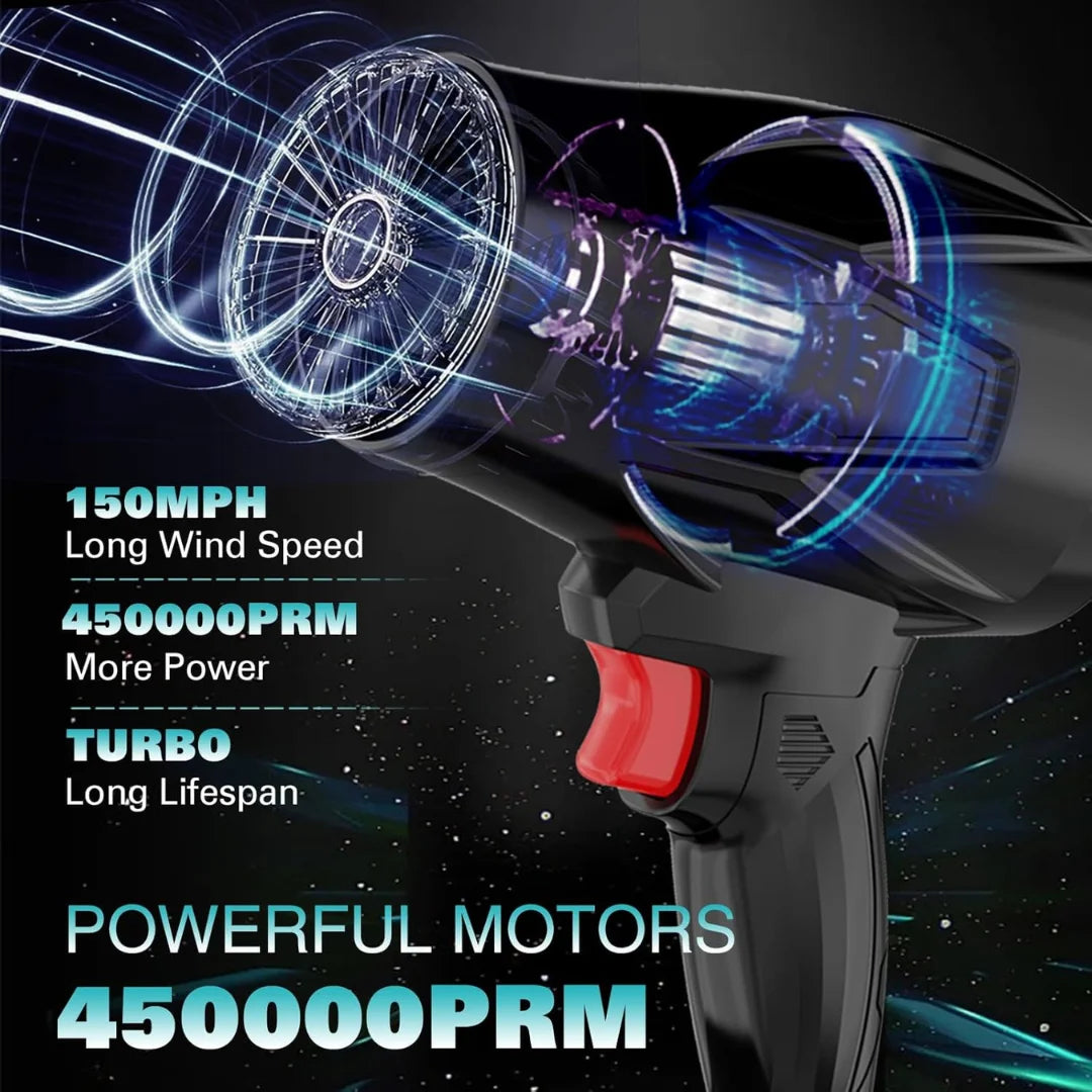 High-Performance Cordless Jet Fan Air Blower with 450,000 RPM Motor and Dual Battery Kit....