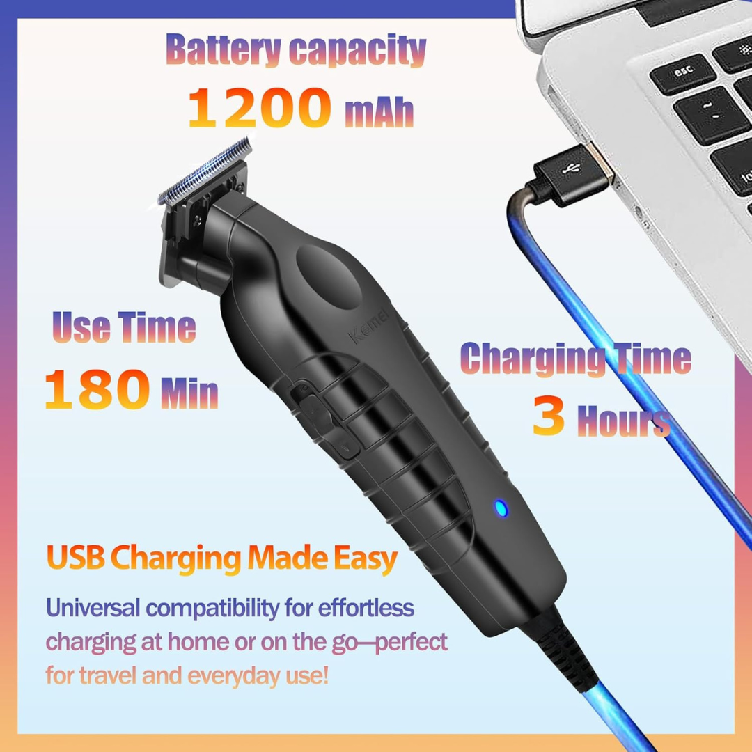 Kemei 2299 Professional Cordless Zero Gapped Hair Trimmer and Grooming Kit...