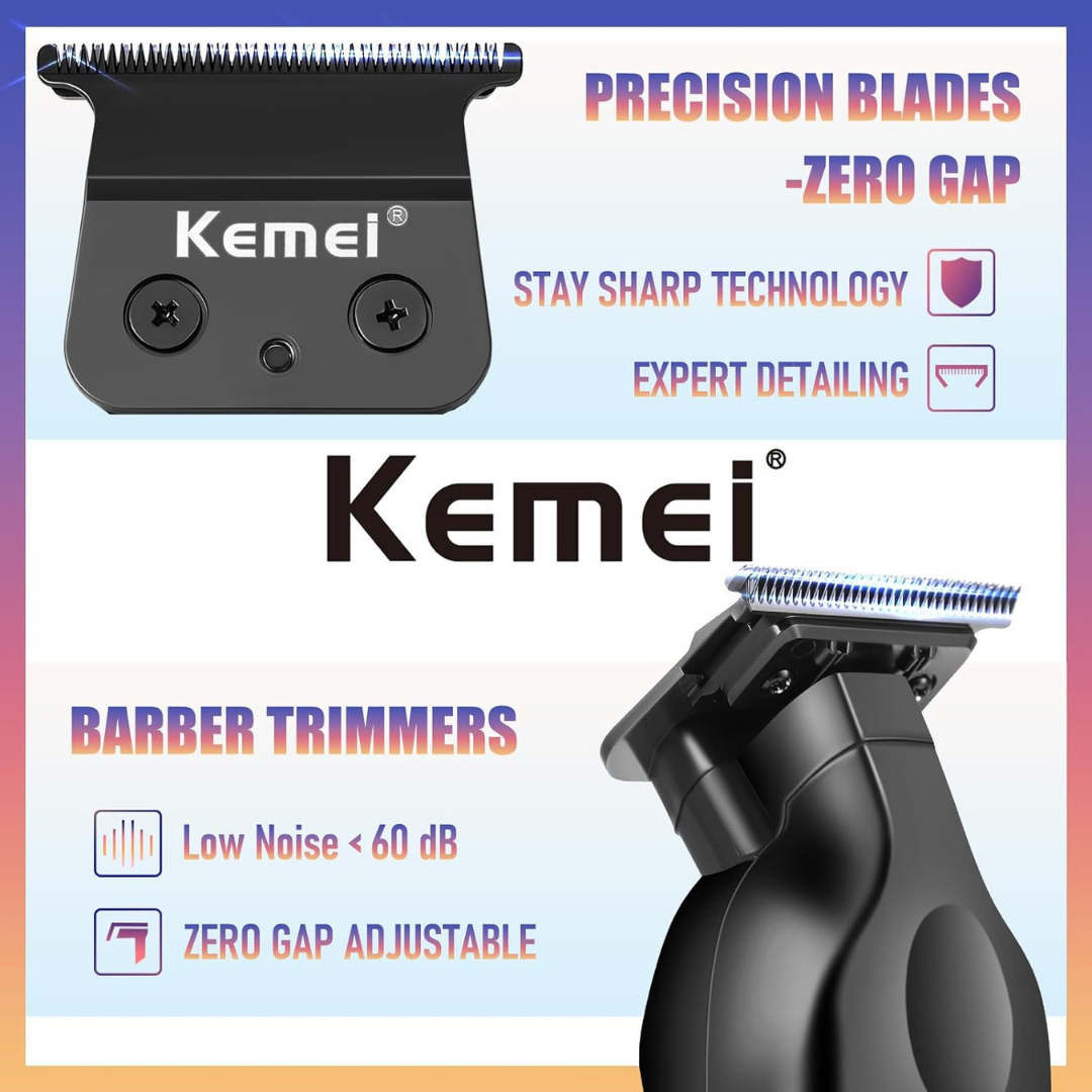 Kemei 2299 Professional Cordless Zero Gapped Hair Trimmer and Grooming Kit.