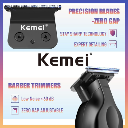 Kemei 2299 Professional Cordless Zero Gapped Hair Trimmer and Grooming Kit.