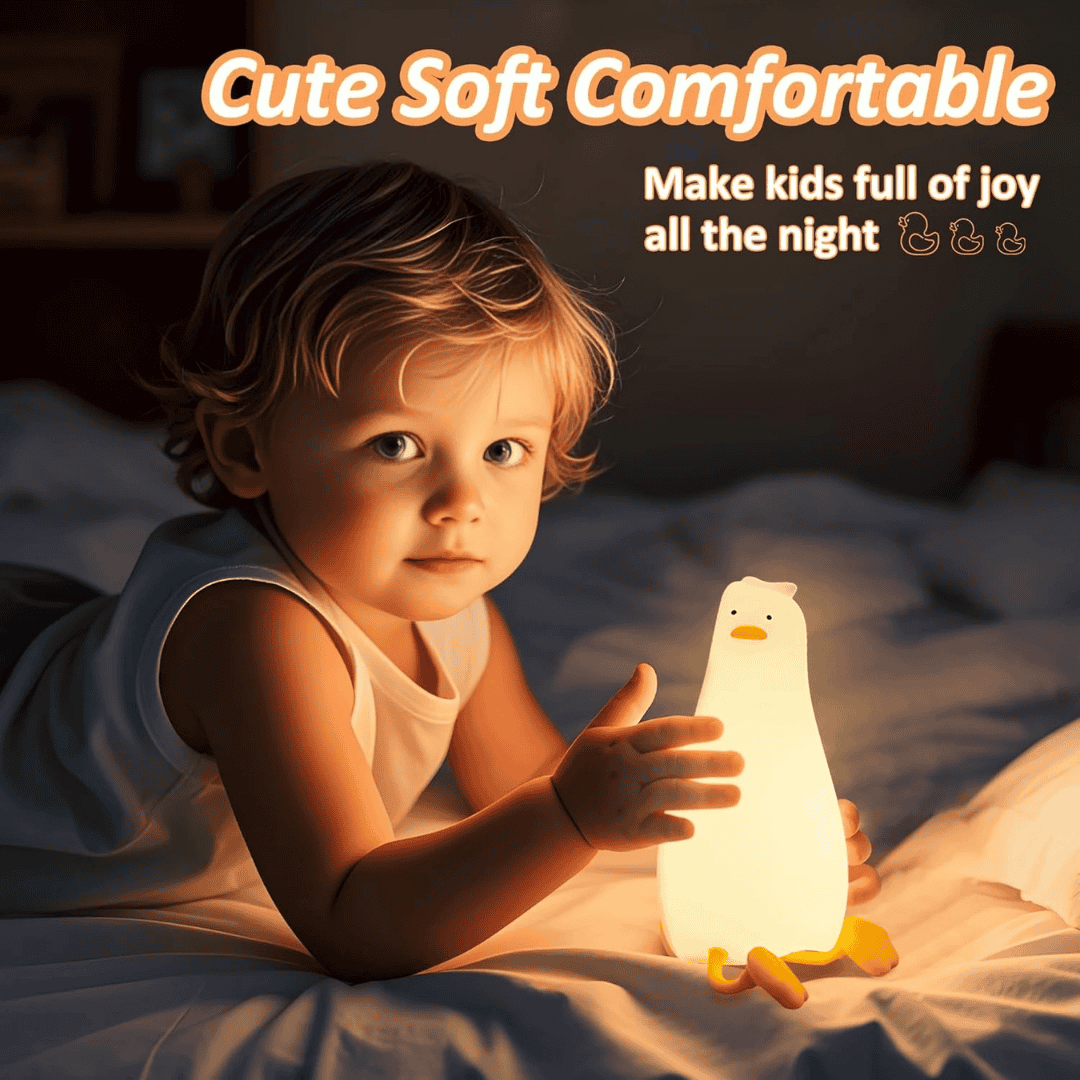 Lying Flat Duck Night Light – Cute Rechargeable LED Bedside Lamp for Bedroom & Kids Room.