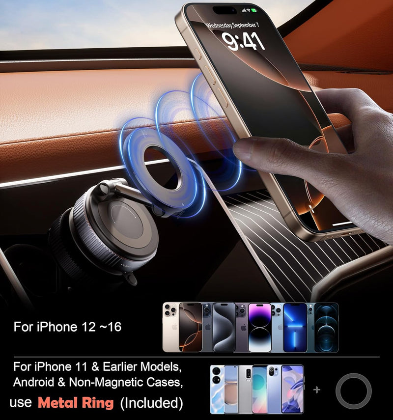 MagSafe Car Phone Holder – Powerful Magnetic 360° Rotation