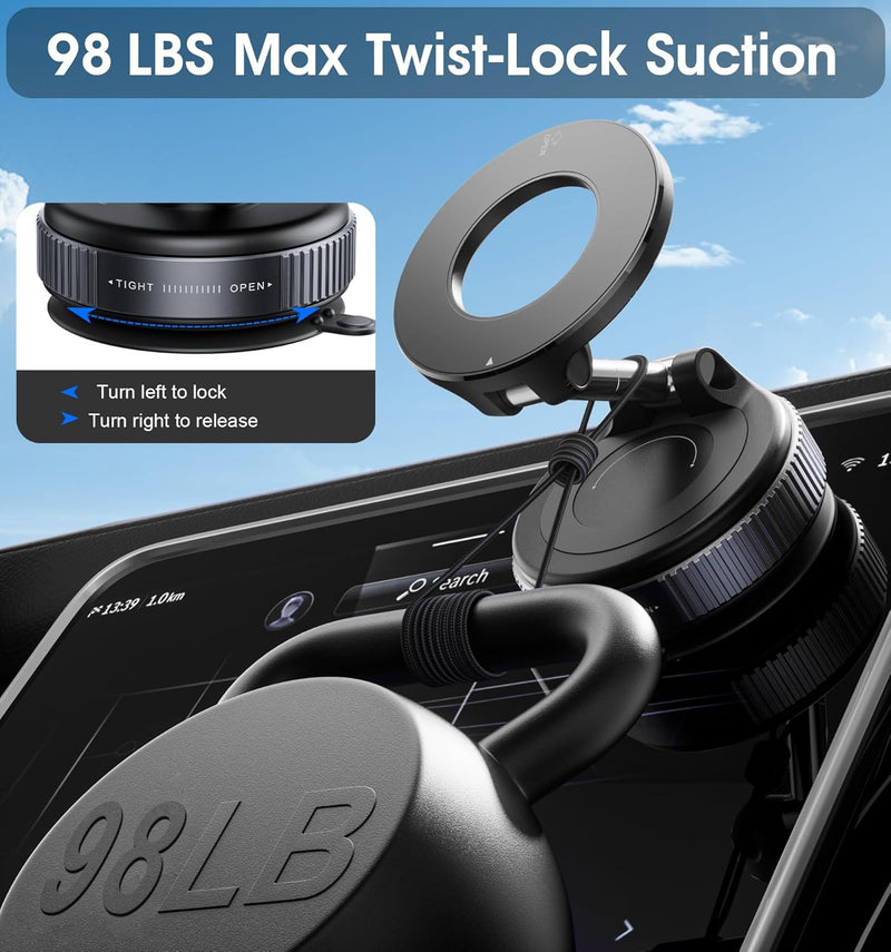 MagSafe Car Phone Holder – Powerful Magnetic 360° Rotation