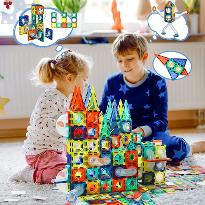 Magnetic Pipeline Construction Set – 168 Pieces Ice-Themed STEM Building Blocks with Clear Tubes & Rolling Balls