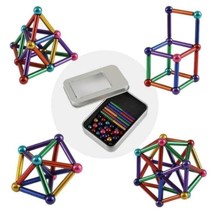 Magnetic Sticks & Balls STEM Building Set for Kids | 3D Construction Toy..