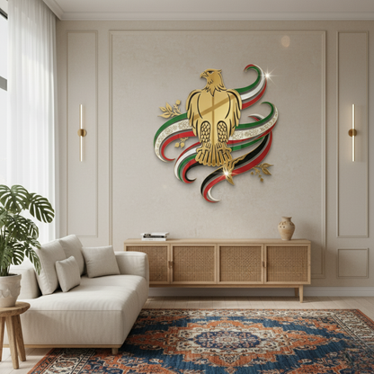 Majestic UAE Falcon & Flag Acrylic Wall Art | Iconic Wall Art..