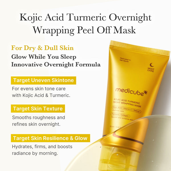 Medicube Kojic Acid Turmeric Night Wrapping Mask - An overnight facial Mask to brighten dull skin and Restore clarity