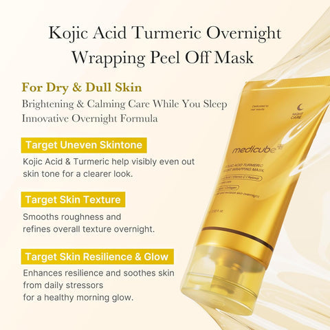 xMedicube Kojic Acid Turmeric Night Wrapping Mask - An overnight facial Mask to brighten dull skin and Restore clarity