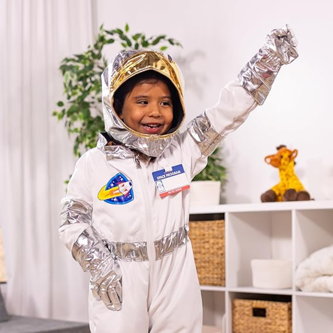 Melissa & Doug Astronaut Role Play Costume Set Five Piece Space Suit with Helmet and Accessories.